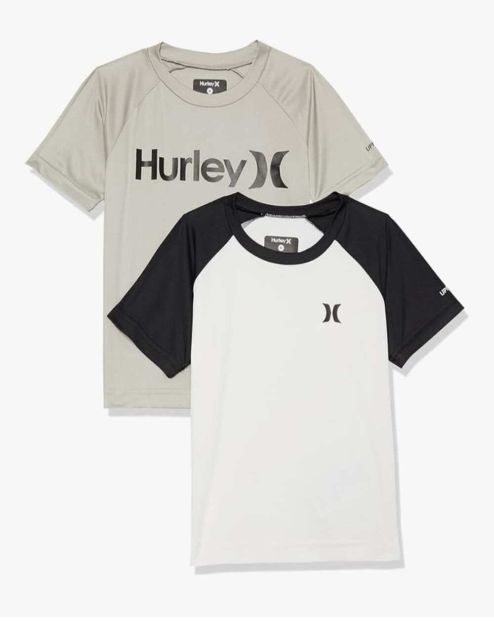Hurley Boys 2-Pack Swim Shirts Rash Guard Size 5 UPF 50+ Beach Pool Tops Grey